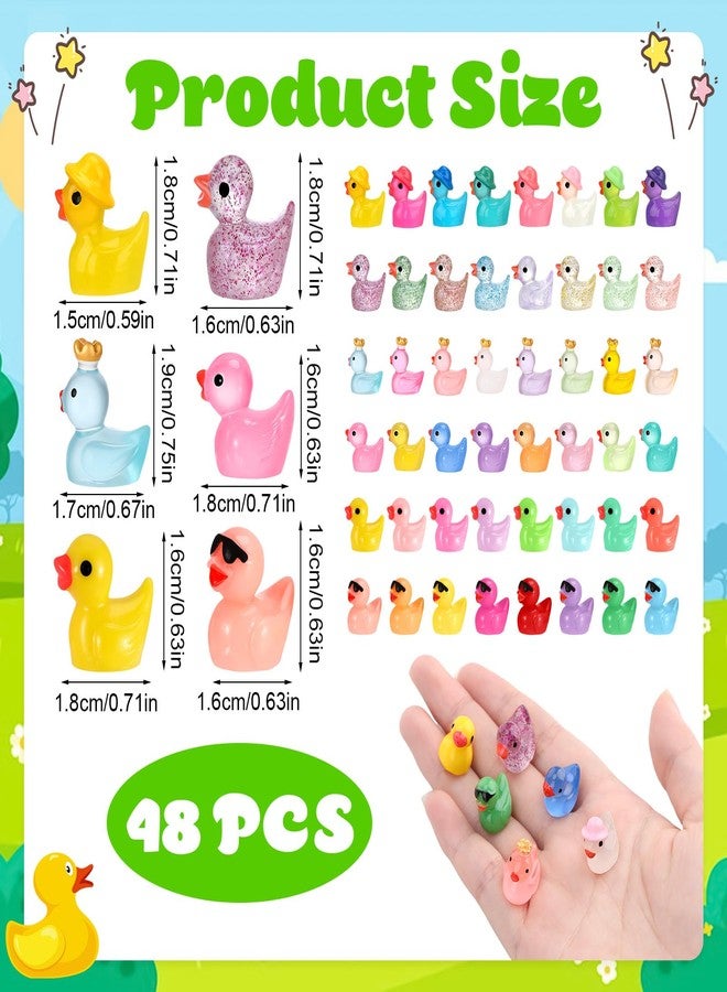 GGSTDDUP 48 Pcs Mini Resin Ducks, Tiny Ducks, Colorful Mini Resin Animals Figures to Hide for DIY Projects Garden Dollhouse Aquarium Home Decor - Image 2